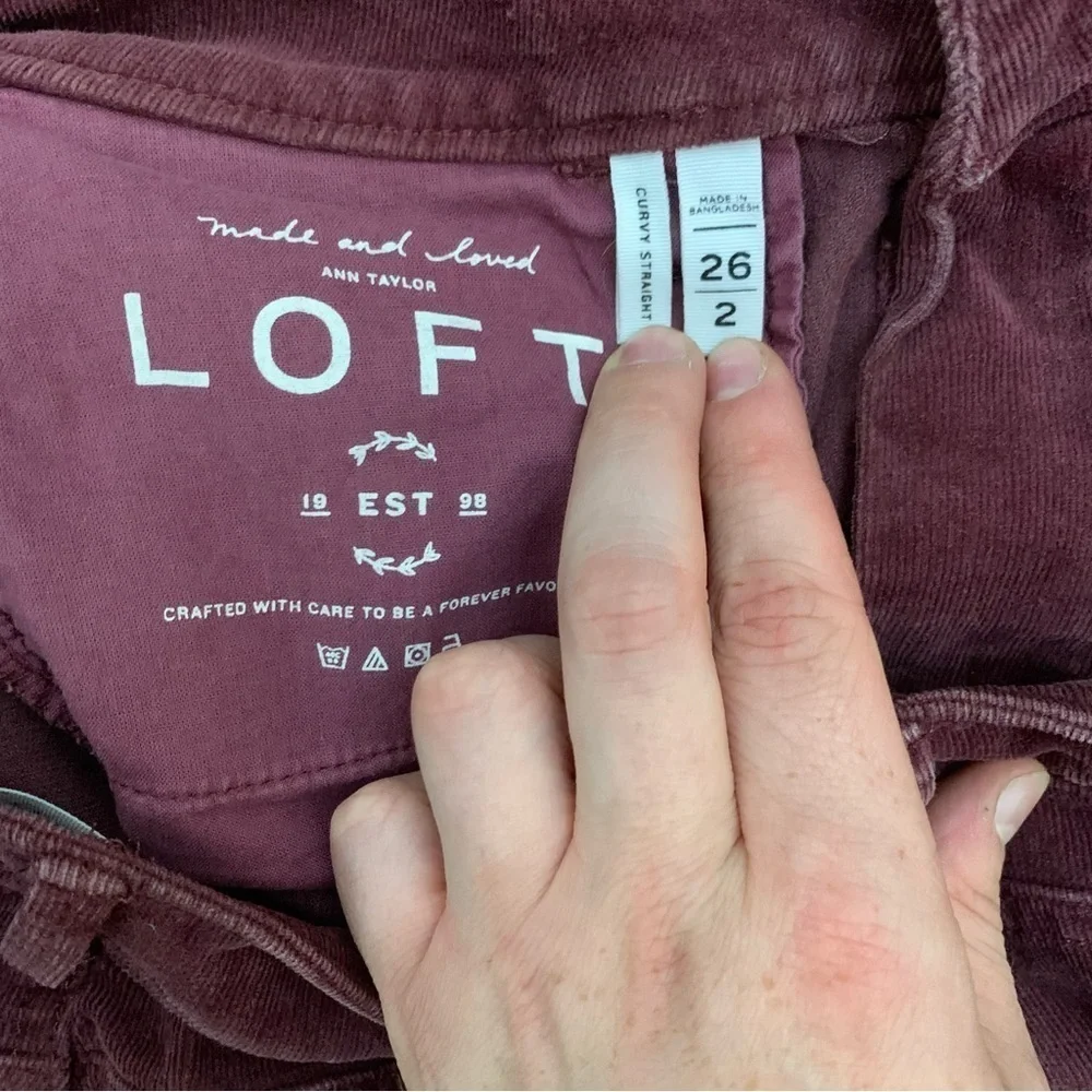 Loft Women’s‎ Red Wine Curvy Straight Corduroy Pants Size 26